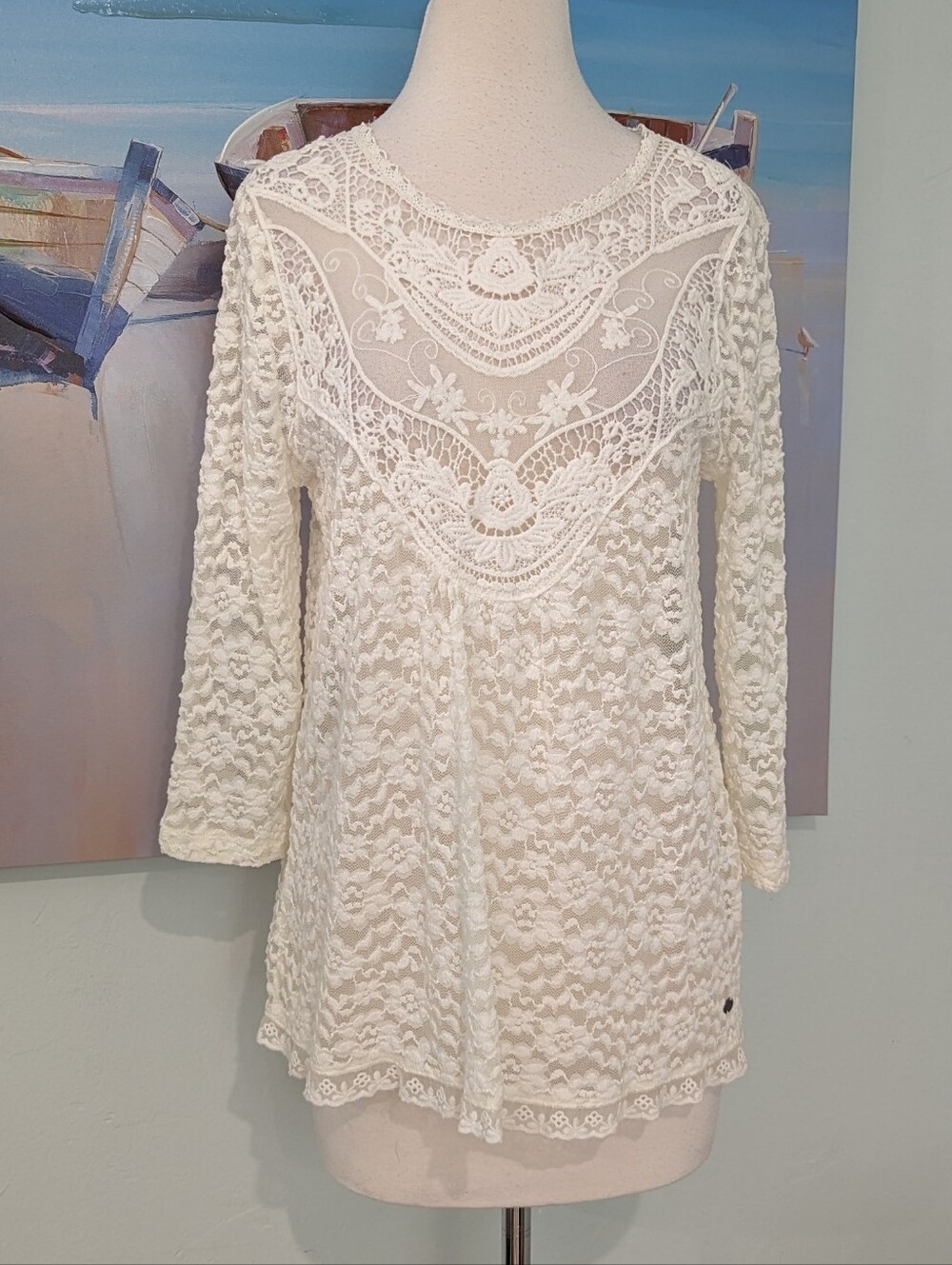 H&M L.O.G.G. Off-white Lace Blouse
